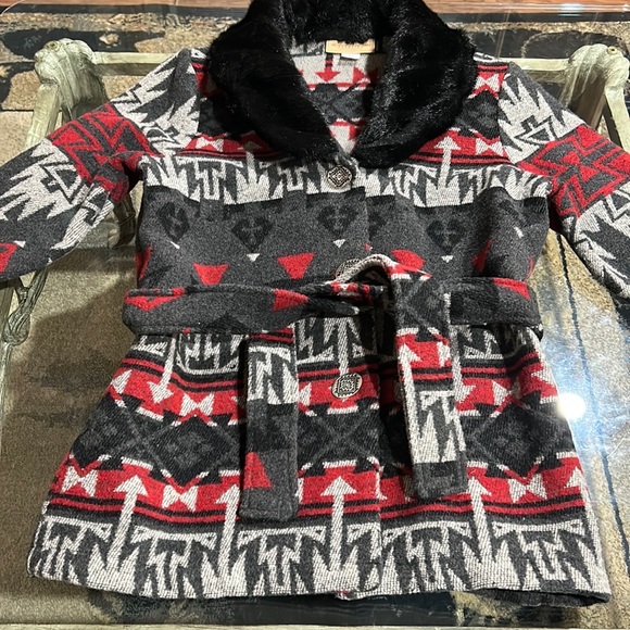 Ladies Aztec Design belted coat offered by Frontier Clothing Company, Inc - Picture 7 of 7